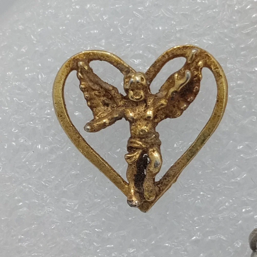 Vintage Angel Pin Lot JJ Rhinestone‎ Brooch Charms Gold Tone